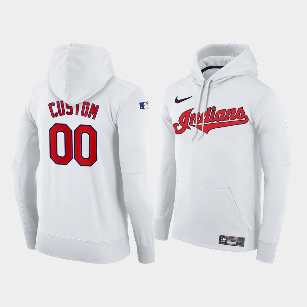 Men Cleveland Indians 00 Custom white home hoodie 2021 MLB Nike Jerseys